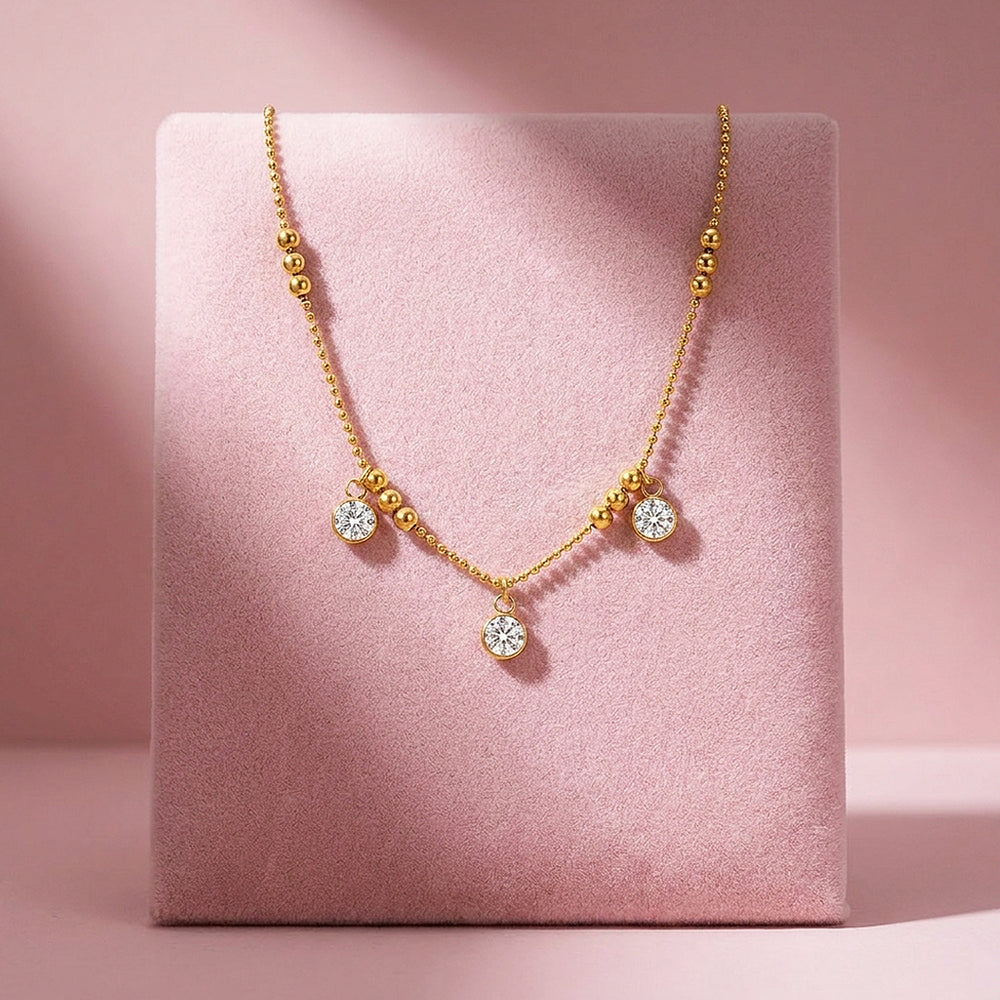 Beaded Triple Drop Pendant Necklace | Luxe4520