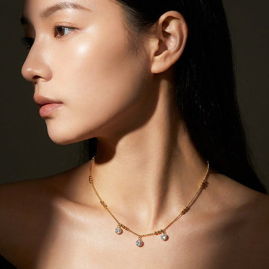 Beaded Triple Drop Pendant Necklace | Luxe4520