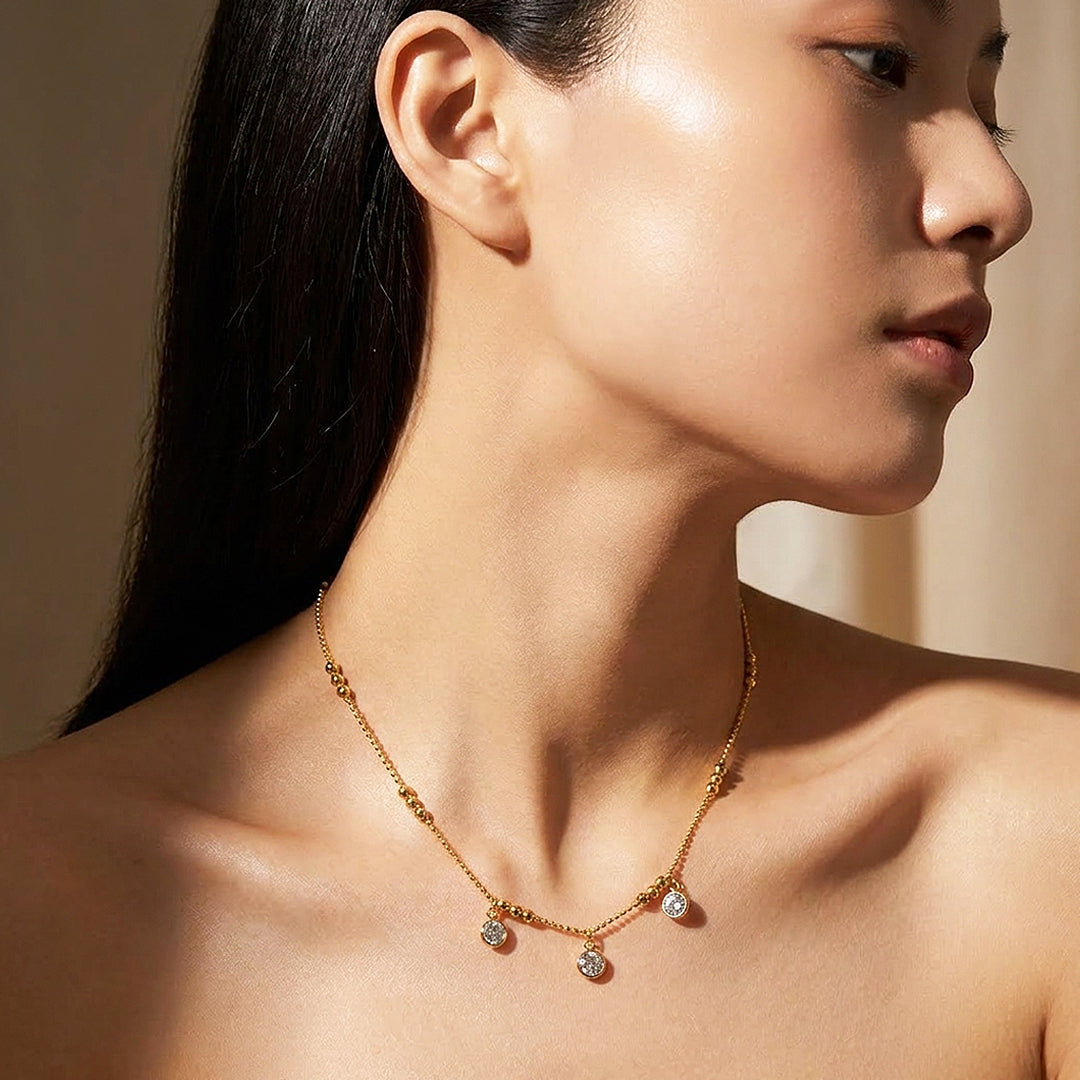 Beaded Triple Drop Pendant Necklace | Luxe4520