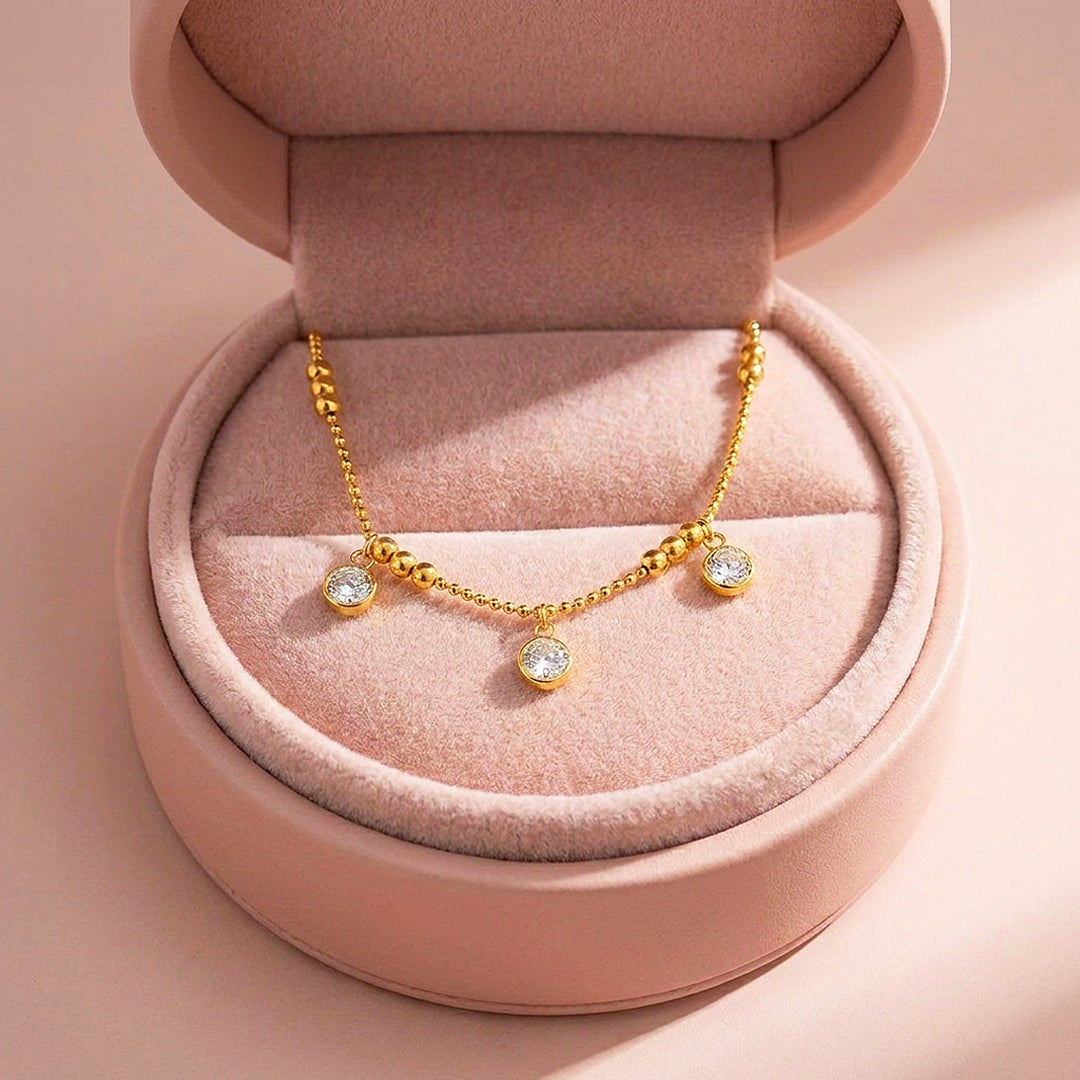 Beaded Triple Drop Pendant Necklace | Luxe4520