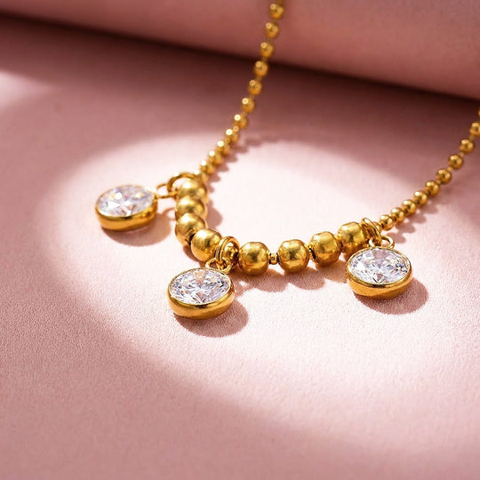 Beaded Triple Drop Pendant Necklace | Luxe4520