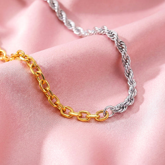 Two-Tone Rope &amp; Link Chain Necklace | Luxe4521