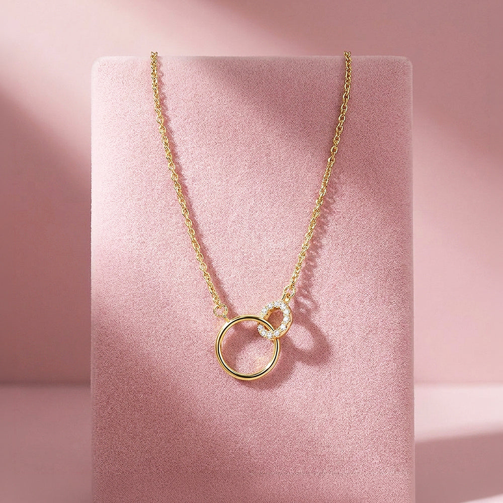 Interlocking Double Circle Pendant Necklace | Luxe4523