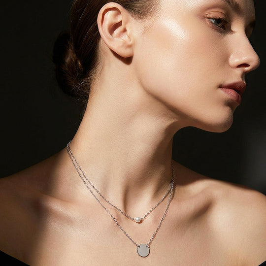 Layered Pearl &amp; Disc Pendant Necklace | Luxe4526