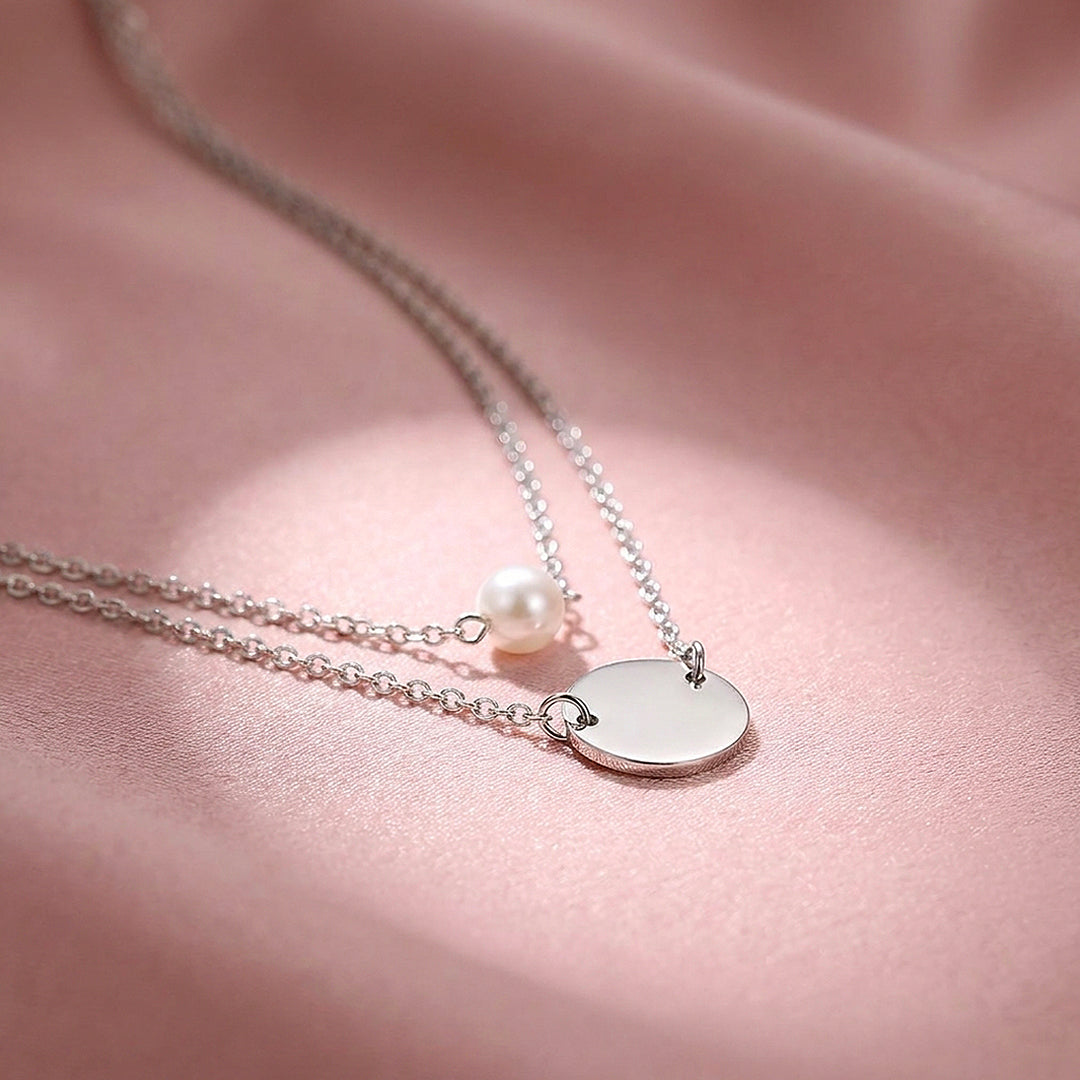 Layered Pearl &amp; Disc Pendant Necklace | Luxe4526