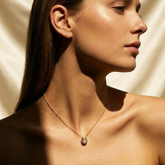 Oval Bezel Solitaire Pendant Necklace | Luxe4527