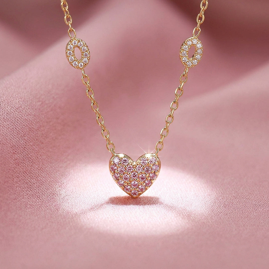 Pavé Heart Station Necklace | Luxe4531