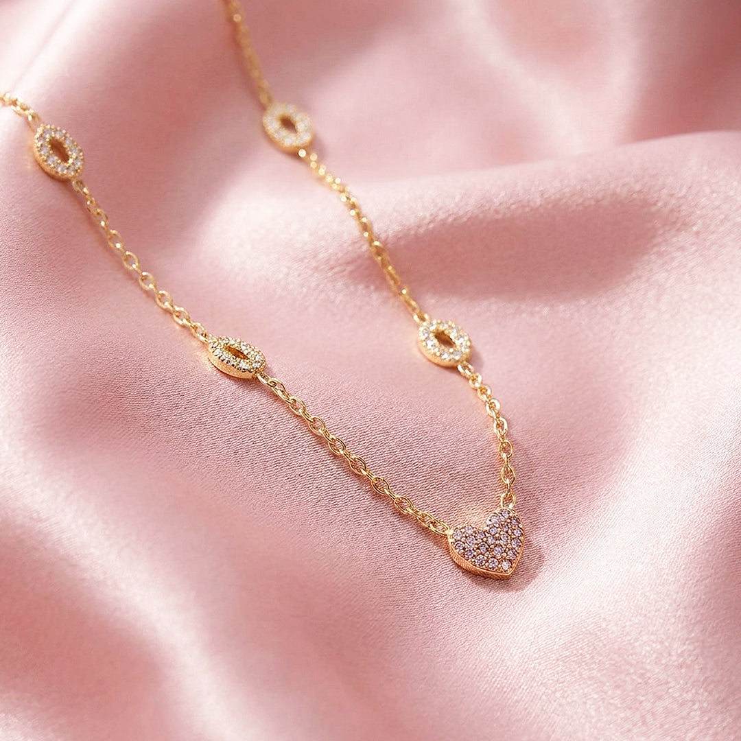 Pavé Heart Station Necklace | Luxe4531