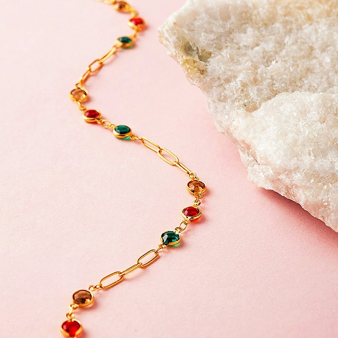 Multicolour Bezel Station Necklace | Luxe4535