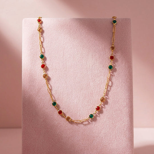 Multicolour Bezel Station Necklace | Luxe4535
