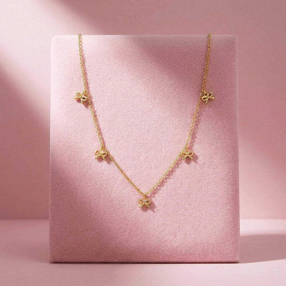 Bow Charm Station Necklace | Luxe4536