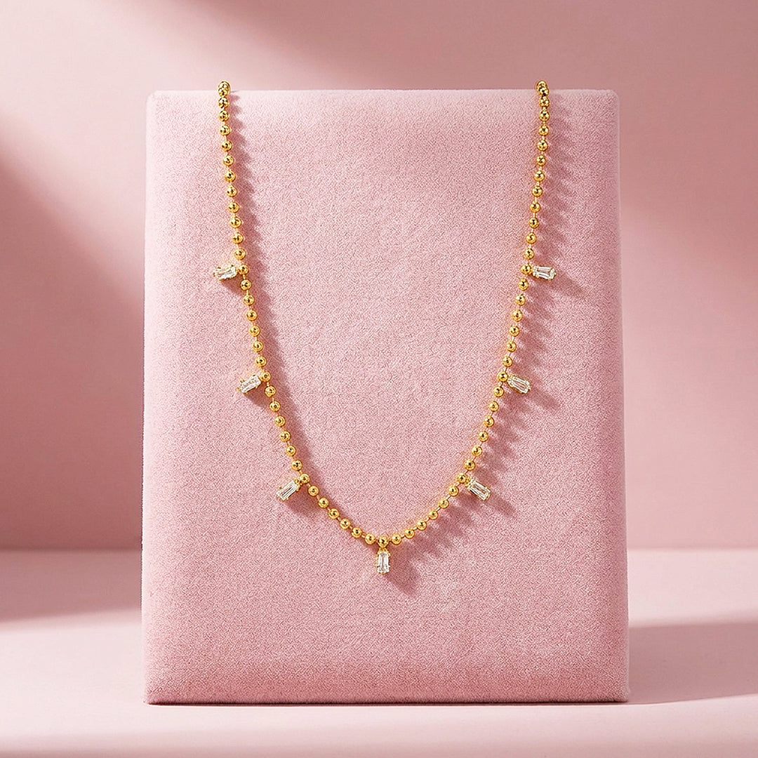 Baguette Drop Ball Chain Necklace | Luxe4537