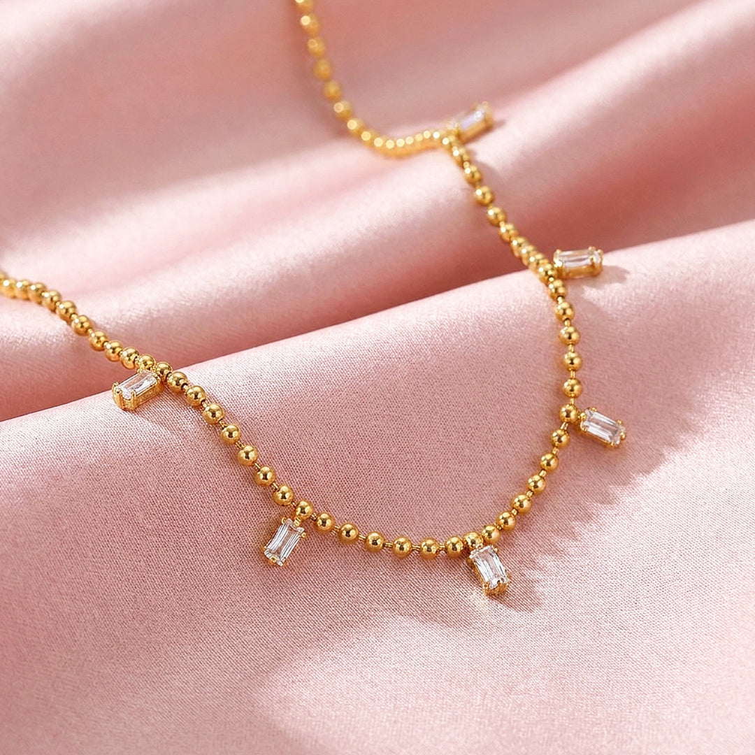 Baguette Drop Ball Chain Necklace | Luxe4537