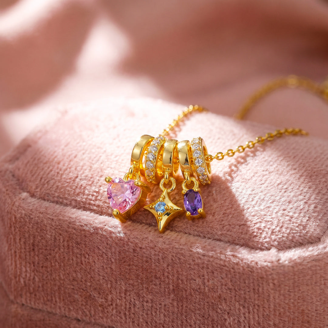 Heart Star Crystal Multi-Charm Pendant Necklace | Gold | Luxe4550