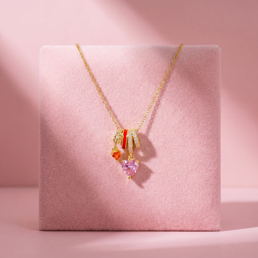 Heart Crystal Leaf Arrow Charm Pendant Necklace | Gold | Luxe4551