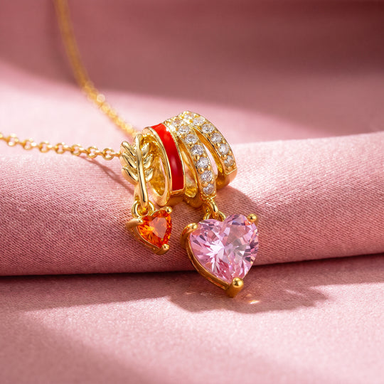 Heart Crystal Leaf Arrow Charm Pendant Necklace | Gold | Luxe4551