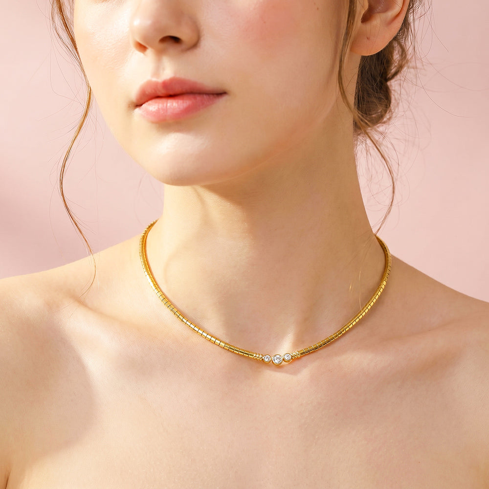 Triple Bezel Tank Chain Necklace | Luxe4556