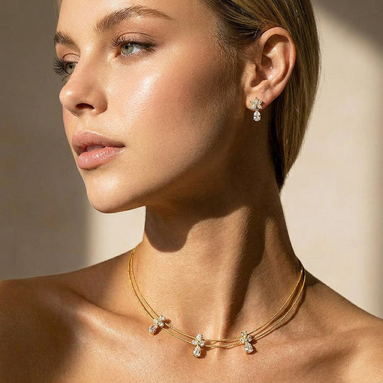 Floral Star Necklace &amp; Earrings Set | Luxe4567