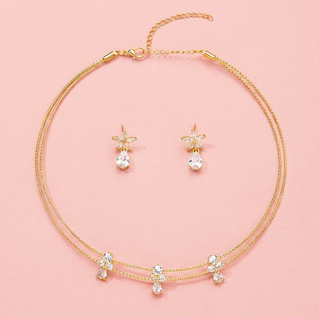 Floral Star Necklace &amp; Earrings Set | Luxe4567