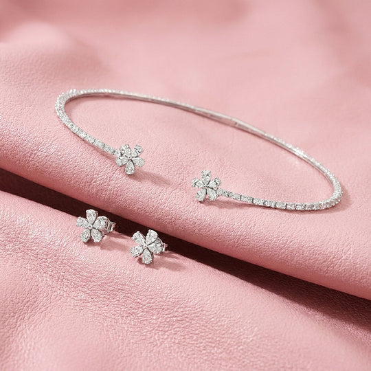 Floral Tennis Necklace &amp; Earrings Set | Luxe4568