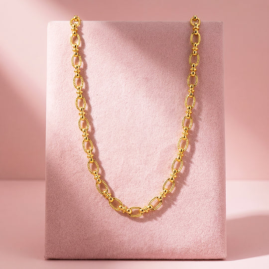 Textured Oval Link Chain Necklace | Luxe4572
