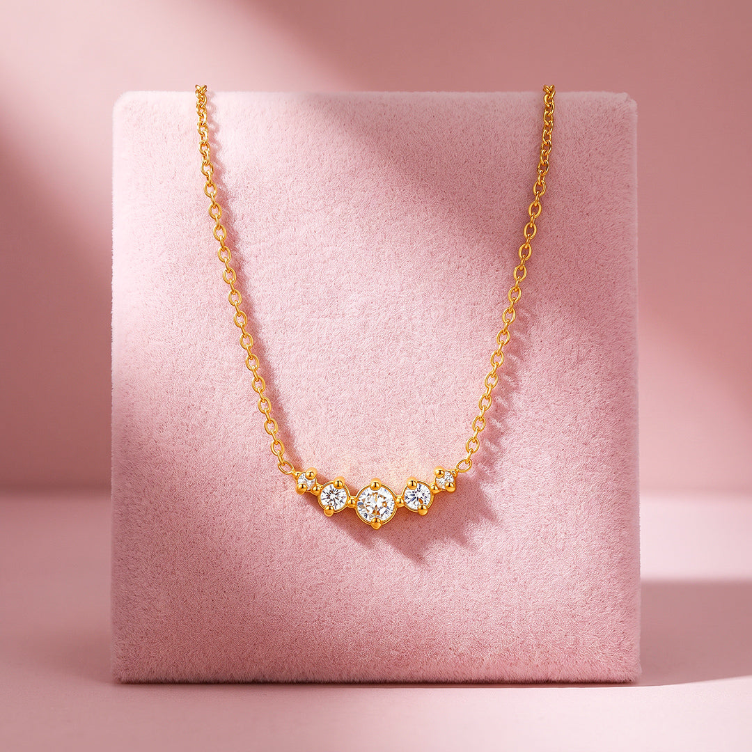 Five-Stone Graduating Diamond Simulant Necklace | Luxe4574
