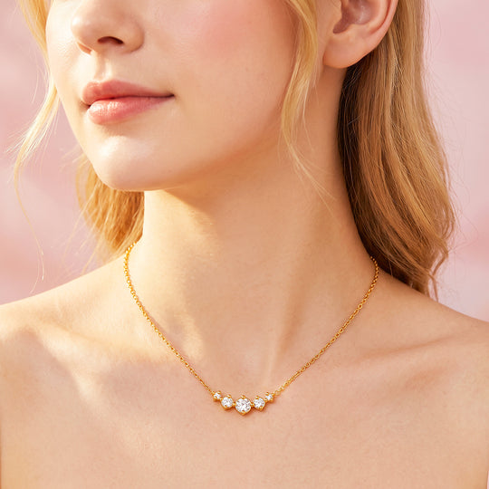 Five-Stone Graduating Diamond Simulant Necklace | Luxe4574
