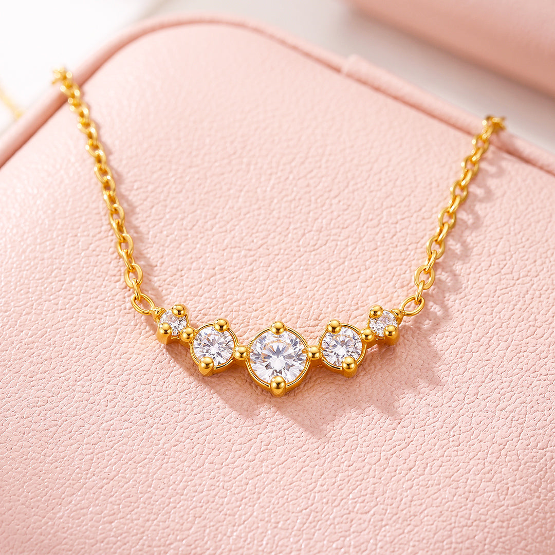 Five-Stone Graduating Diamond Simulant Necklace | Luxe4574