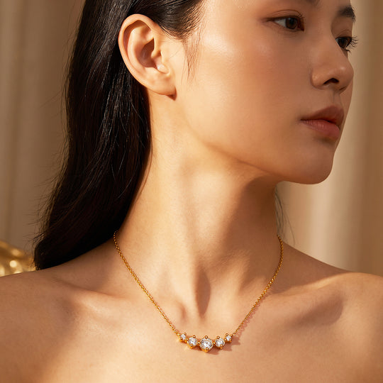Five-Stone Graduating Diamond Simulant Necklace | Luxe4574