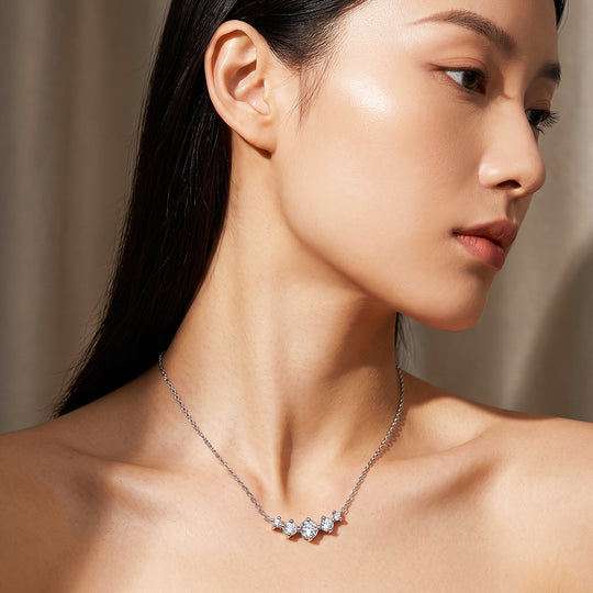 Five-Stone Graduating Diamond Simulant Necklace | Luxe4574
