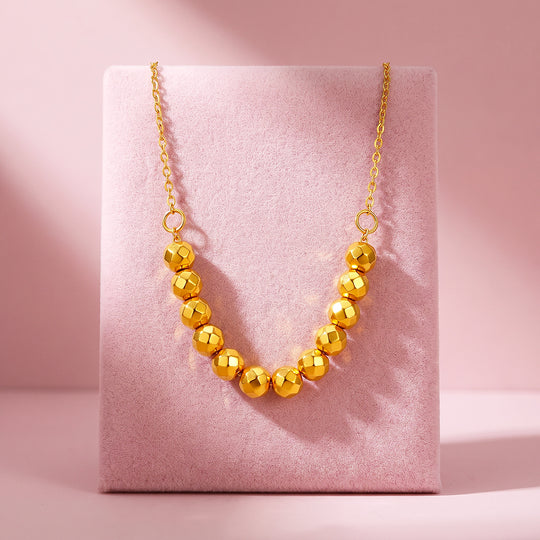 Faceted Gold Ball Bead Necklace | Luxe4575