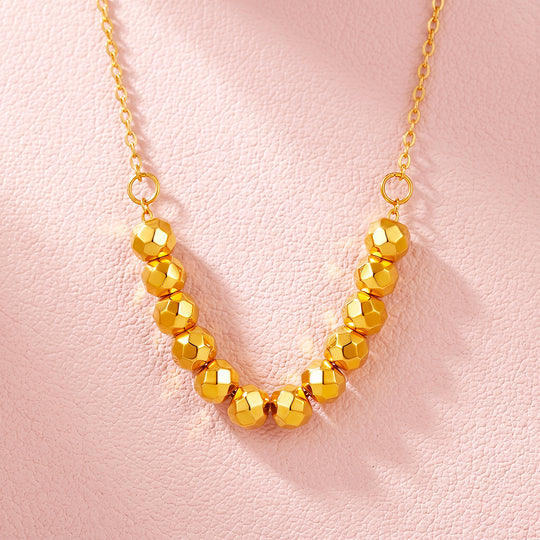 Faceted Gold Ball Bead Necklace | Luxe4575