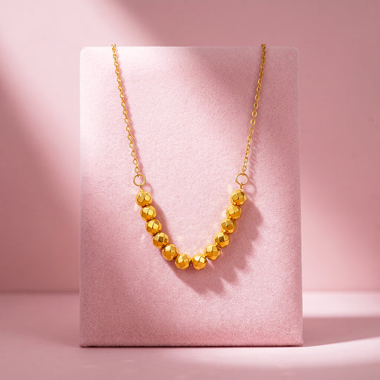 Faceted Gold Ball Bead Necklace | Luxe4575