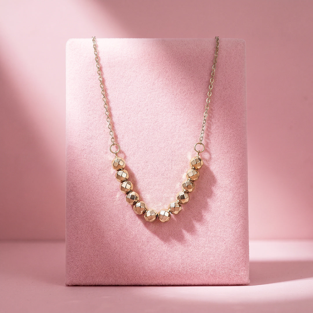 Faceted Gold Ball Bead Necklace | Luxe4575
