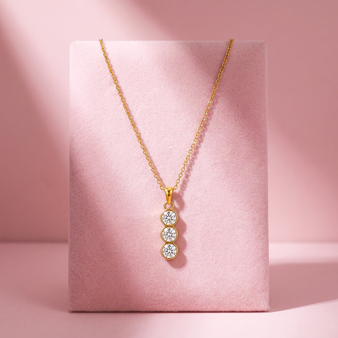 Triple Bezel Drop Necklace | Luxe4576