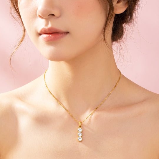 Triple Bezel Drop Necklace | Luxe4576