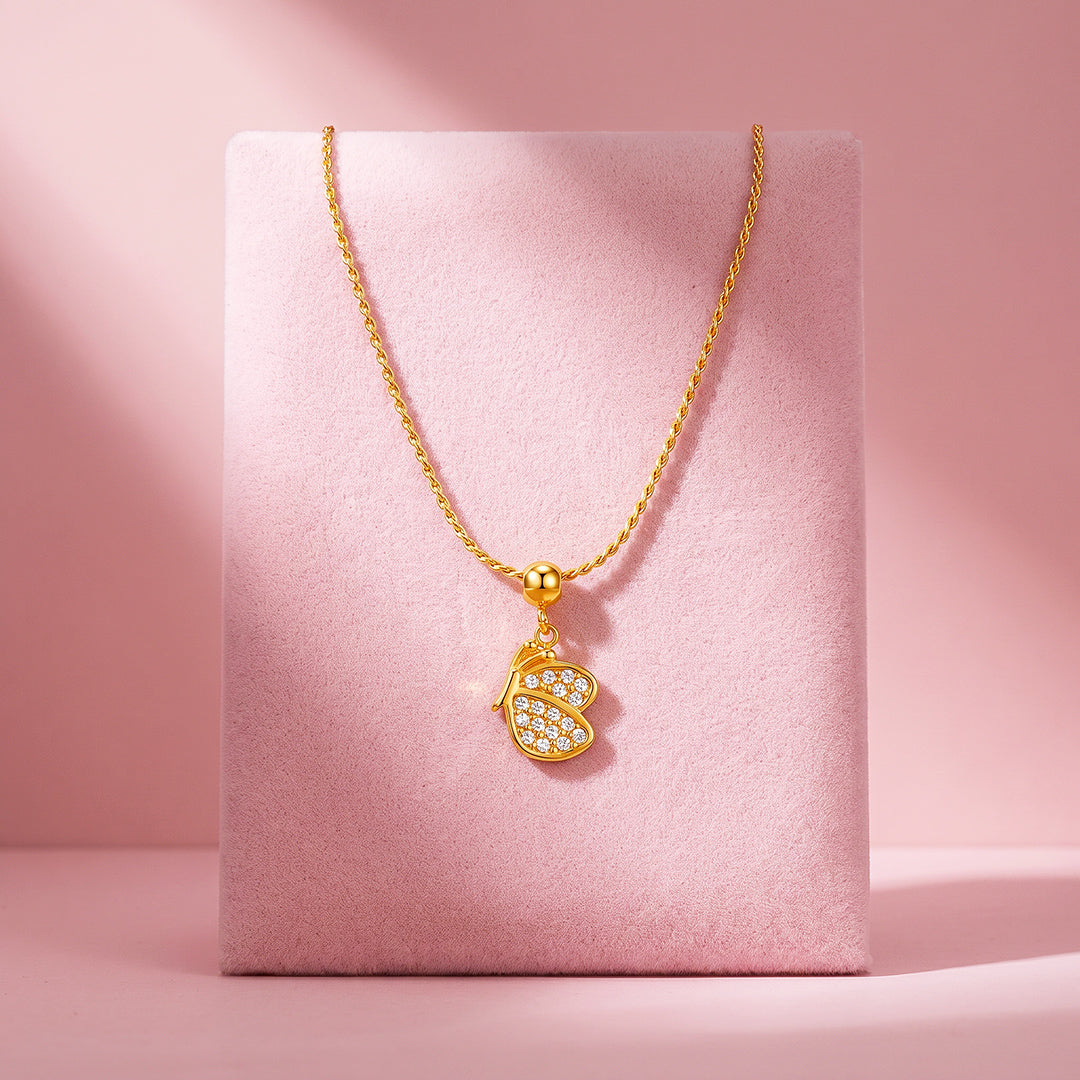 Pavé Butterfly Pendant Necklace | Luxe4578