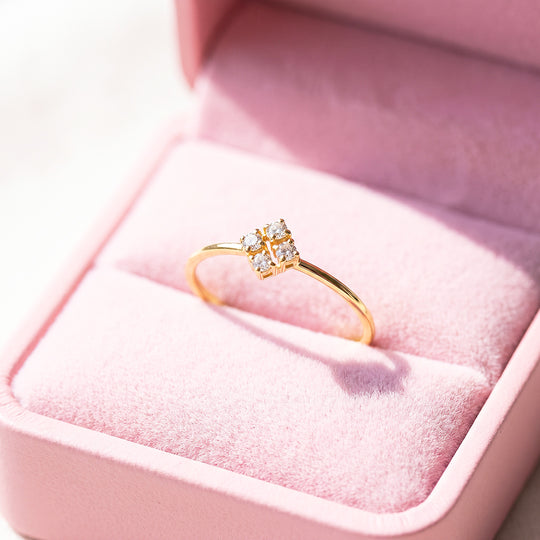 Gold Cluster Diamond Simulant Ring | Women&