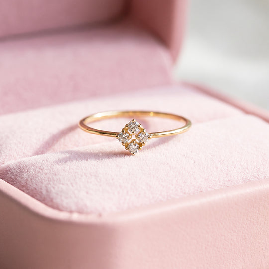 Gold Cluster Diamond Simulant Ring | Women&