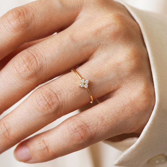 Gold Cluster Diamond Simulant Ring | Women&