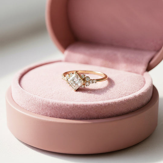 18K Gold Finish Princess Cut Vintage Ring - Luxe5157 - Rings | Singapore Jewellery, Wedding Rings &amp; Gifts | Same Day Delivery | Tiara.com.sg