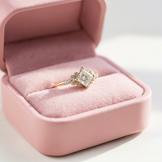 18K Gold Finish Princess Cut Vintage Ring - Luxe5157 - Rings | Singapore Jewellery, Wedding Rings &amp; Gifts | Same Day Delivery | Tiara.com.sg