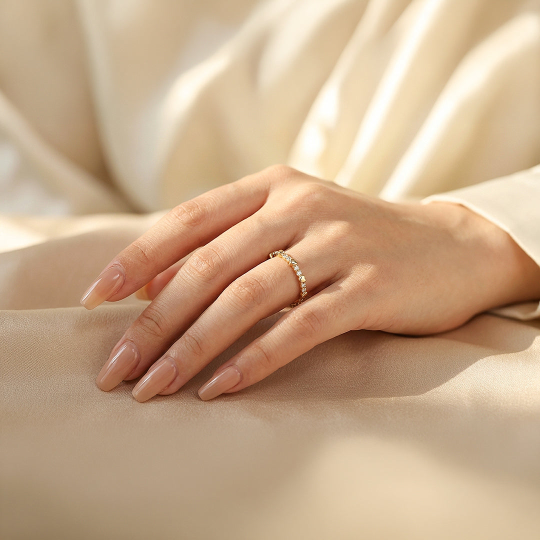 Eternity Band | Petite Hearts | Diamond Simulant | Gold Plating | Luxe5159