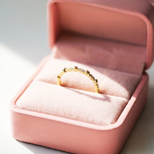 Eternity Band | Petite Hearts | Diamond Simulant | Gold Plating | Luxe5159