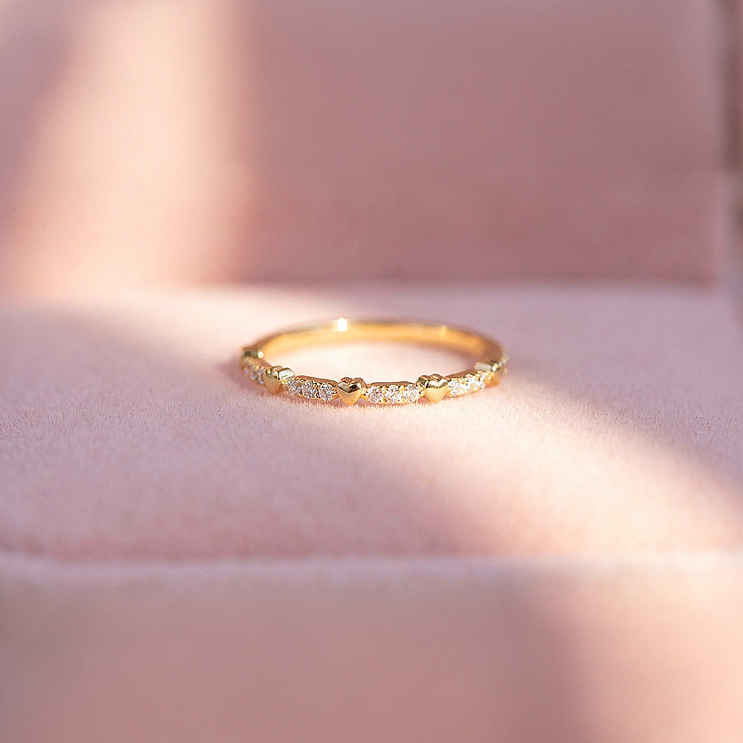 Eternity Band | Petite Hearts | Diamond Simulant | Gold Plating | Luxe5159