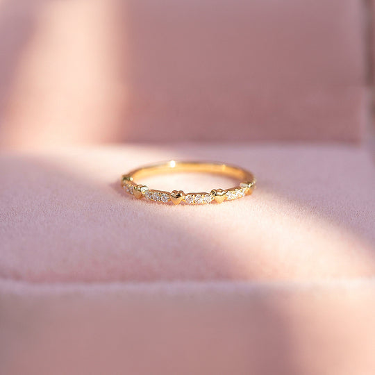 Eternity Band | Petite Hearts | Diamond Simulant | Gold Plating | Luxe5159