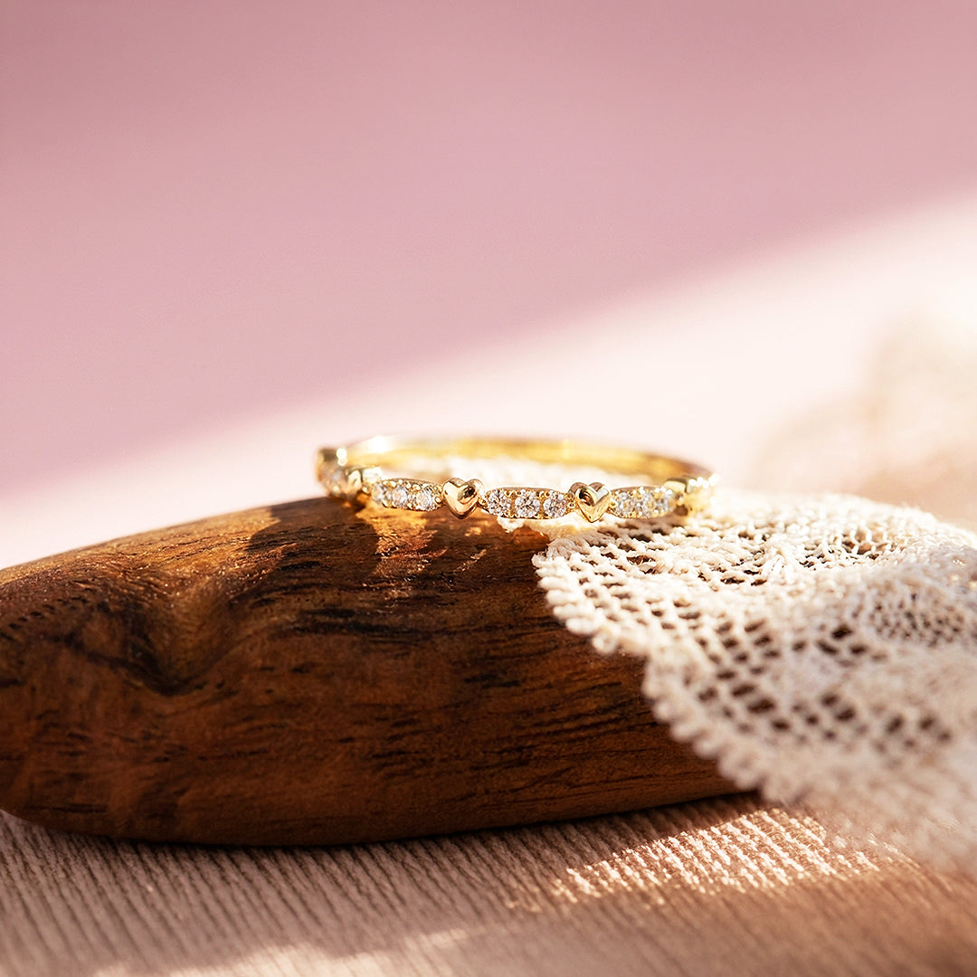 Eternity Band | Petite Hearts | Diamond Simulant | Gold Plating | Luxe5159