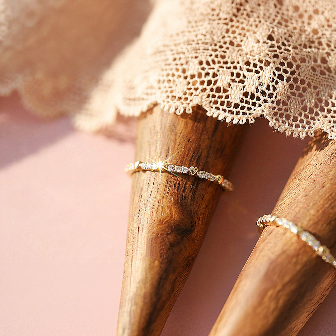 Eternity Band | Petite Hearts | Diamond Simulant | Gold Plating | Luxe5159