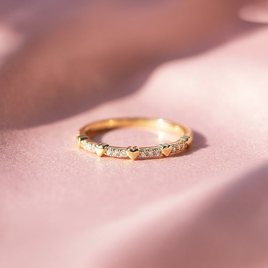 Eternity Band | Petite Hearts | Diamond Simulant | Gold Plating | Luxe5159