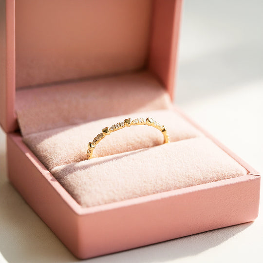 Eternity Band | Petite Hearts | Diamond Simulant | Gold Plating | Luxe5159